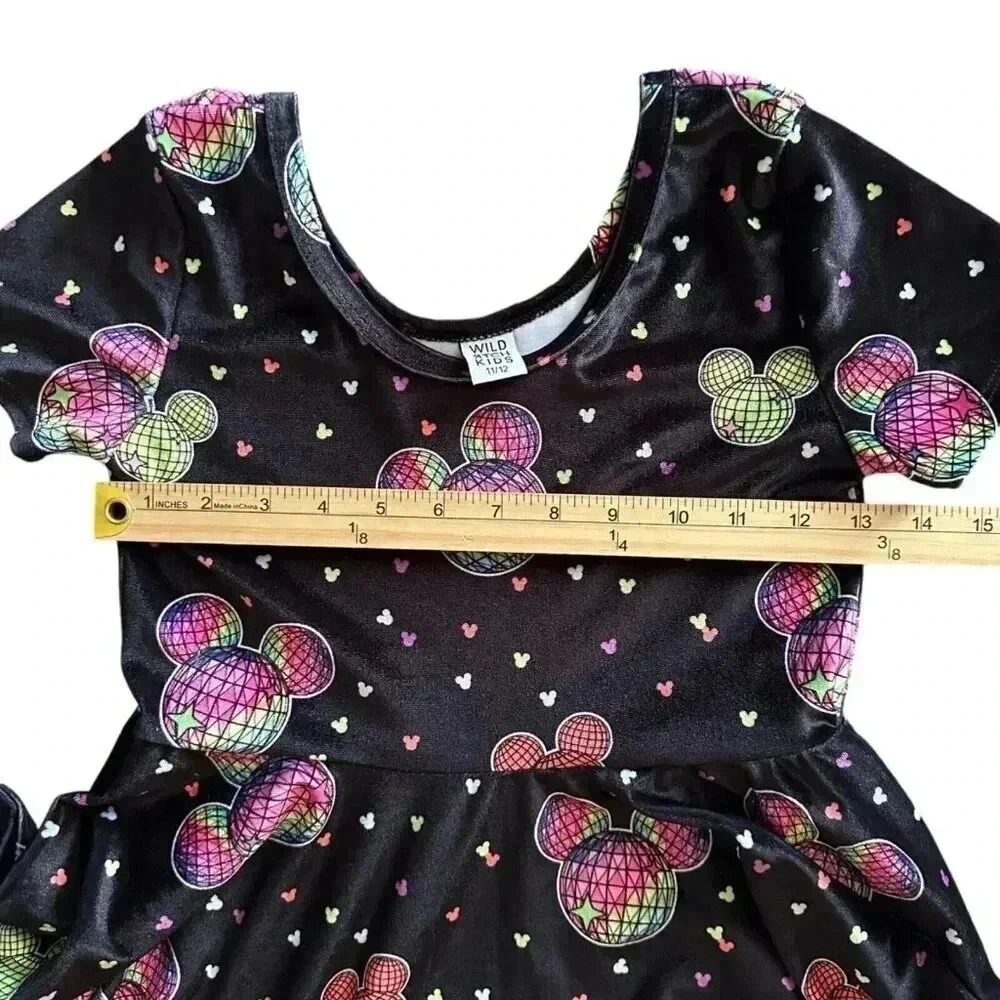 Wild Rich Kids Velvet Disco Mickey Twirl Dress - youth 11/12 - Picture 8 of 10